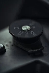 Shutter Speed dial on vintage analogue zenit camera and helios lens