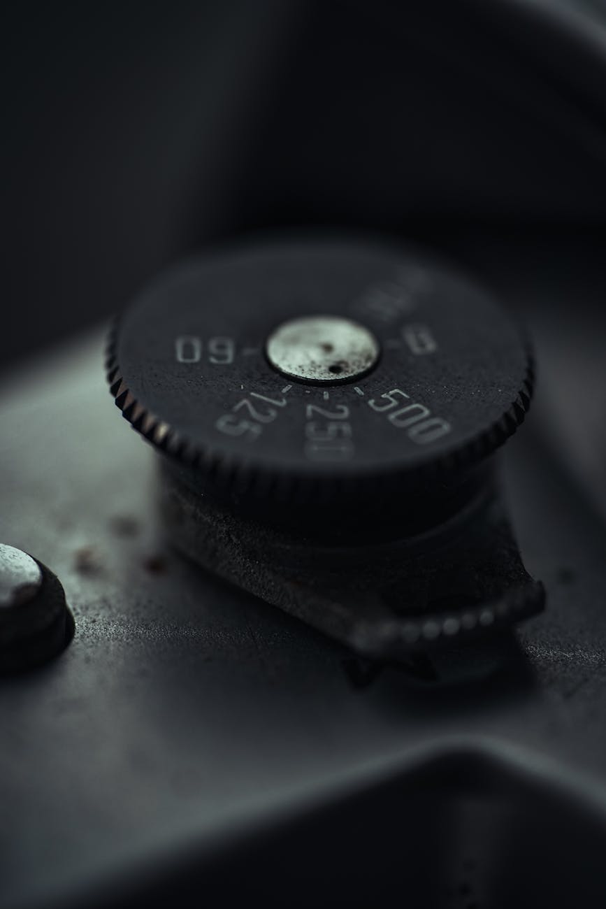 Shutter Speed dial on vintage analogue zenit camera and helios lens